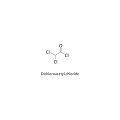 Dichloroacetyl chloride skeletal structure. acid chloride compound schematic illustration. Simple diagram, chemical formula.