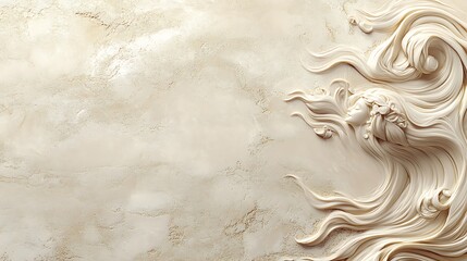 Beige marble bas-relief of a flowing female figure