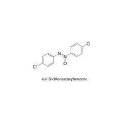 Fototapeta premium 4,4’-Dichloroazoxybenzene skeletal structure. azoxy compound compound schematic illustration. Simple diagram, chemical formula.