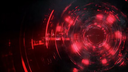A futuristic, glowing red tunnel perspective set against a dark background - Powered by Adobe
