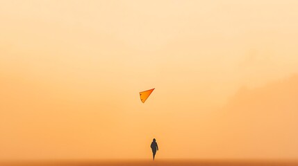 Person Flying Kite in Sunset Sky