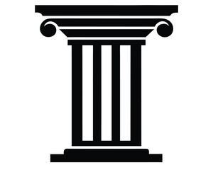 An ancient column is isolated on white background