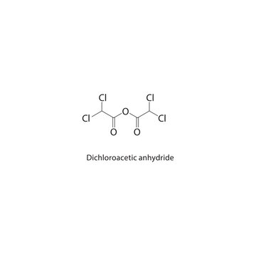 Dichloroacetic anhydride skeletal structure. acid anhydride compound schematic illustration. Simple diagram, chemical formula.