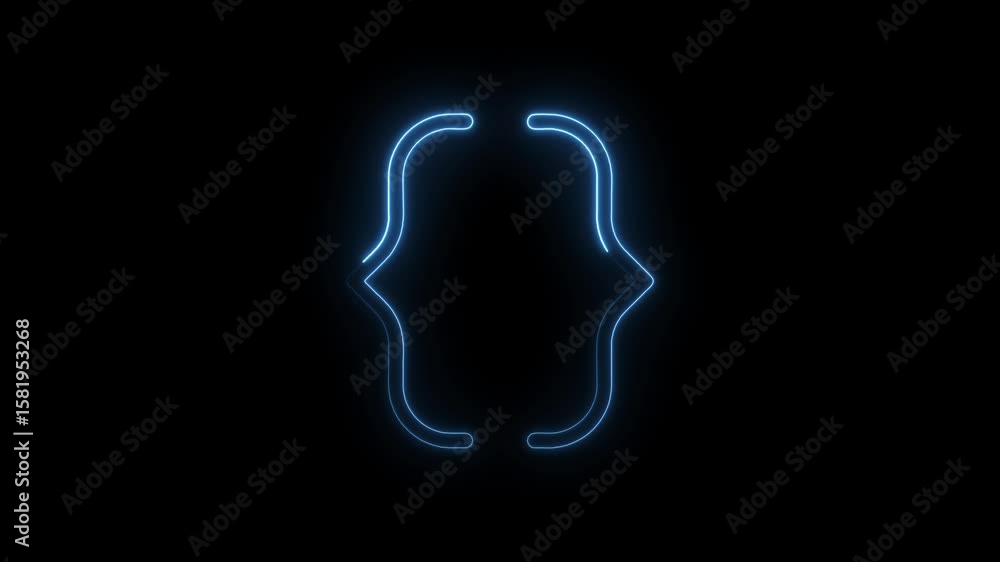 Poster curly braces neon light animation on black background cyberpunk tech style loop