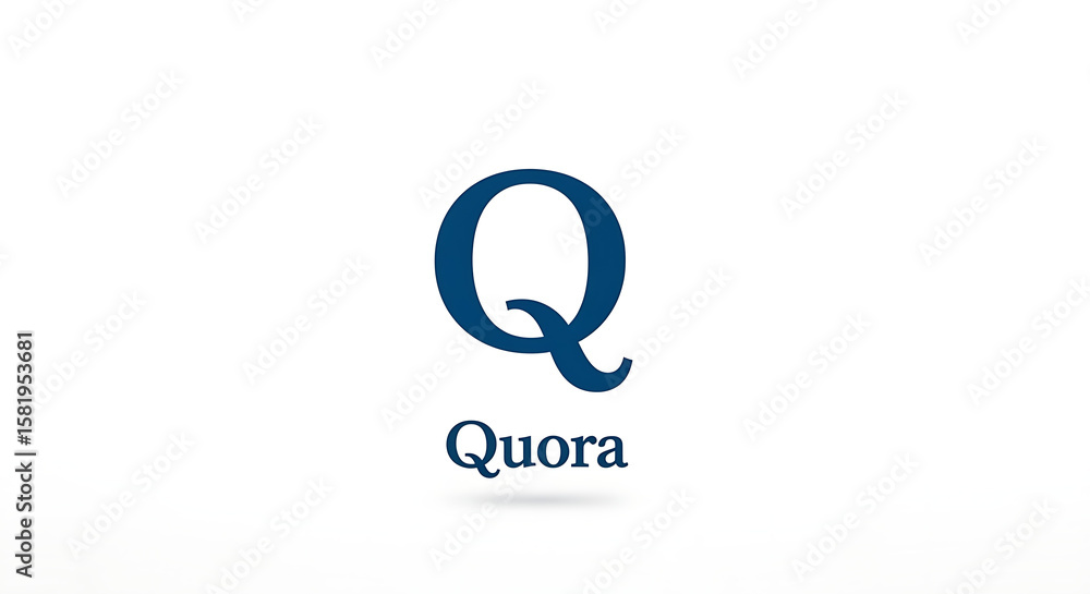 Fototapete a simple image showing the quora logo in blue on a white background with the name quora below it
