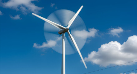 Fototapeta premium Windmill Producing Renewable Electricity on a Bright Clear Day