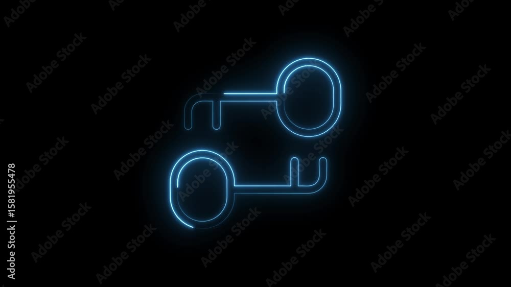 Poster two glowing blue keys animated on a dark background security and digital theme