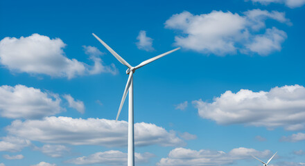 Fototapeta premium Eco-Friendly Wind Turbine with Blurred Blades in Motion