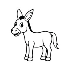 Fototapeta premium Cartoon Donkey Standing Profile View animal illustration