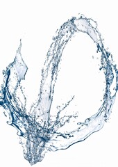 カーブした抽象的な青い波と水しぶきの3dイラスト