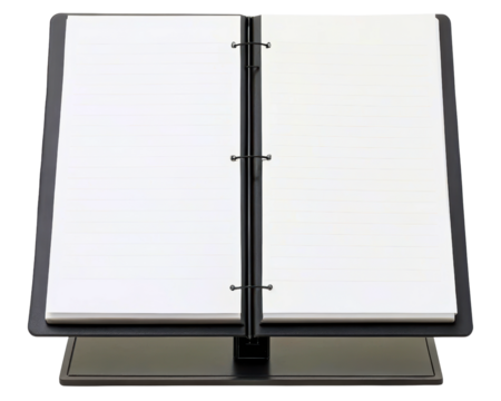 Restaurant menu mockup with blank pages on a display stand on a transparent background