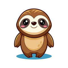 Cute brown sloth with big eyes animal cartoon