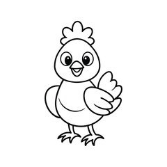 Cute cartoon chicken with fluffy crest and wide eyes bird poultry
