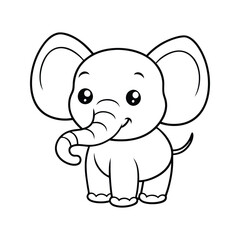 Fototapeta premium Cute cartoon elephant with big ears and trunk baby elephant illustration