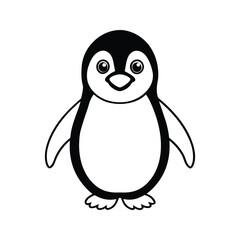 Naklejka premium Cute cartoon penguin with black and white markings animal