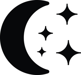 Crescent moon with sparkling stars sparkle silhouette vector