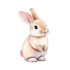 Obraz premium Adorable realistic bunny rabbit with soft fur large ears and curious expression standing upright isolated on white background