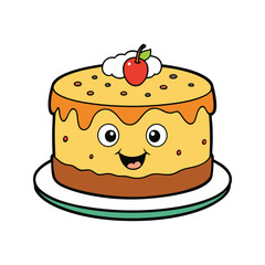 Happy cartoon cake with cherry and cream dessert sweet