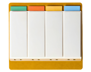 Document divider with blank labels for project organization on a transparent background