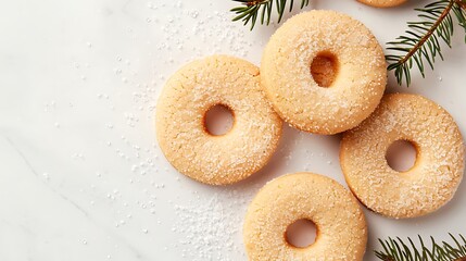 Christmas Ring Cookies with Sugar and Pine