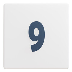 3D Number nine Icon with Transparent Background | Minimalist Educational Design