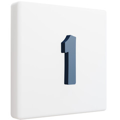 3D Number One Icon with Transparent Background | Minimalist Educational Design