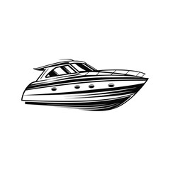 Sleek motor yacht with curved lines and oval windows boat vessel