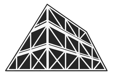 Modern geometric building facade with triangular patterns