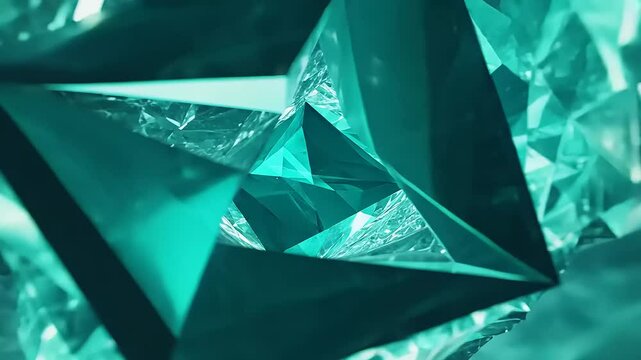 A stunning emerald gemstone surrounded by crystalline structures, reflecting light in a dark setting