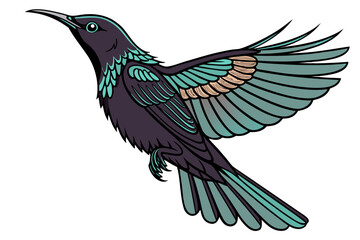 Obraz premium Colorful hummingbird in flight isolated on white background