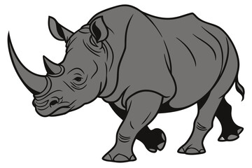 Obraz premium Rhinoceros walking isolated on white background