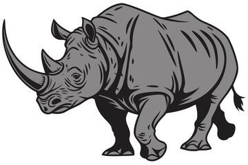 Obraz premium A powerful rhinoceros illustration isolated on white background