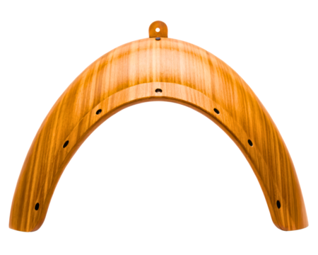 Curved wooden arch furniture component on a transparent background