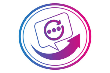 Chat bubble with refresh arrow icon for communication updates