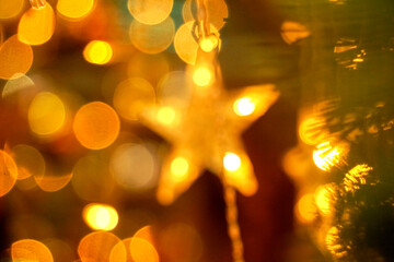 bokeh lights. Colorful lights decorated at night during the Christmas and New Year festivals.