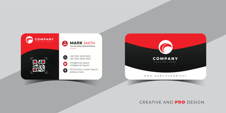 Modern business card design with qr code and company logo