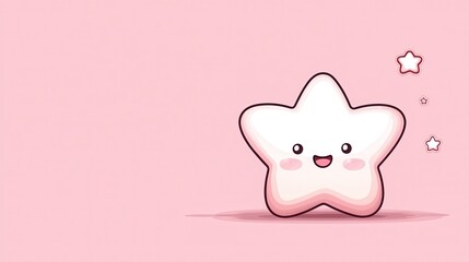 Cute smiling star character on soft pink background with tiny stars in a whimsical design