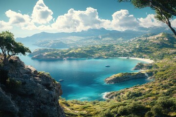 Obraz premium Picturesque coastal view of a Mediterranean bay