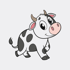 Charming Cartoon Cow  clipart white background 