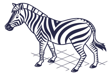 A cartoon zebra standing on a white background