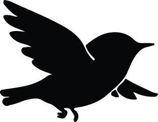 Silhouette flying bird black vector icon graphic design element Illustrator