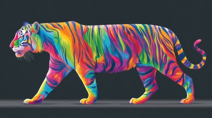 Fototapeta premium Colorful tiger walking profile