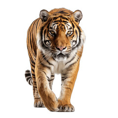 Fototapeta premium Tiger striding forward, fierce gaze