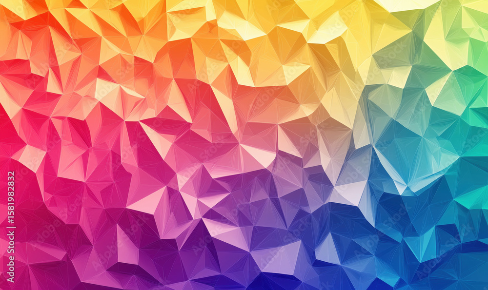 Poster colorful geometric abstract background with vibrant gradient and triangular shapes.