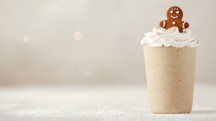 Gingerbread Latte with Whipped Cream and Cookie