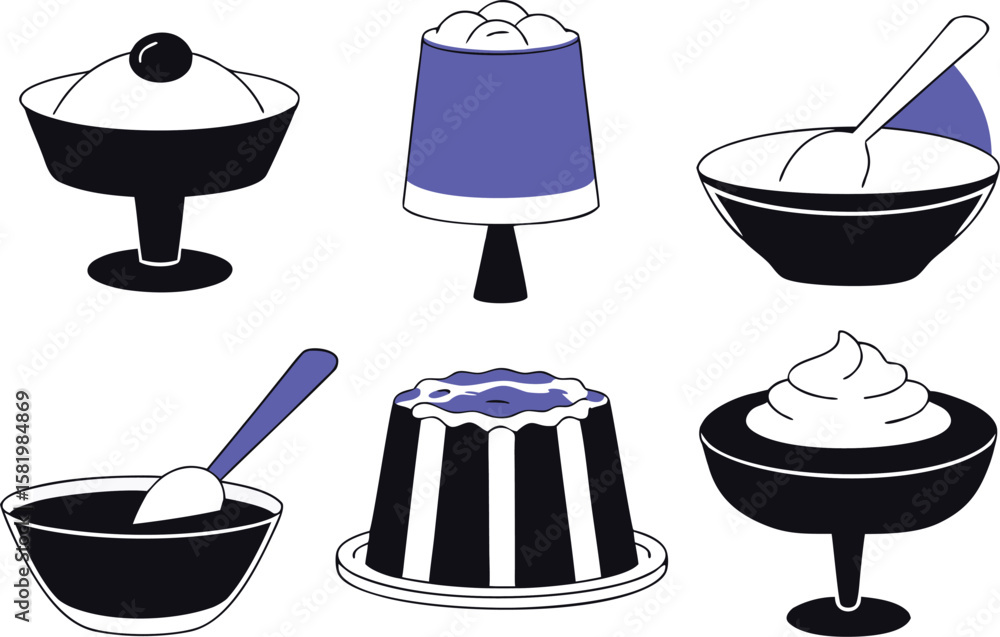 Poster a collection of dark simple shapes representing various elements related to celebrating national cho