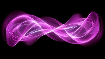 Abstract swirling pink and purple design on black background