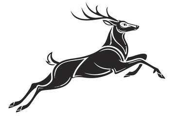 Obraz premium A majestic deer with large antlers leaping gracefully