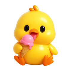PNG Cute chick with ice cream