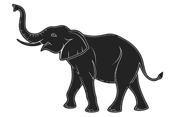 Obraz premium Elephant with its trunk raised in the air